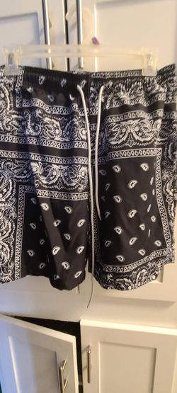 Black Paisley Bandana Print Shorts
