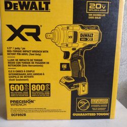 DeWalt XR 20V MAX Brushless Cordless 1/2in Mid Torque Impact Wrench. $190