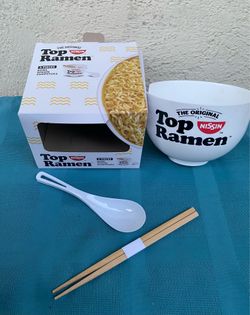 Nissin Top Ramen Bowl & Spoon & Chopsticks Set 3 pcs
