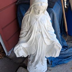 Vintage Concrete Virgin Mother Mary 34" Tall Statue