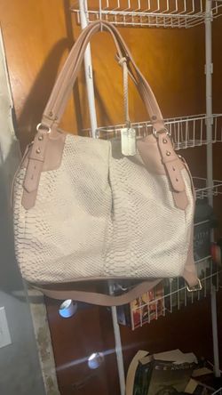 Vince Camuto Cream Snake Embossed Tote Handbag