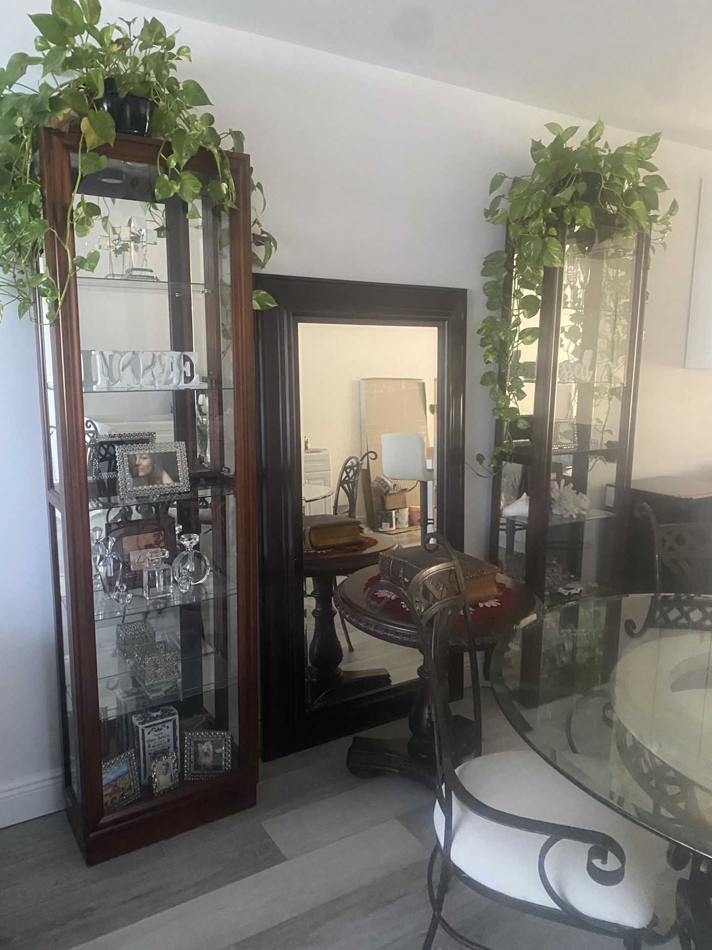 Curio Cabinets - Wood - Lighted W Glass Shelves