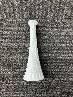 Vintage White Milk Glass Geometric Textured Decorative Bud Vase