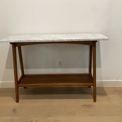 West Elm Marble Top Walnut Console Table