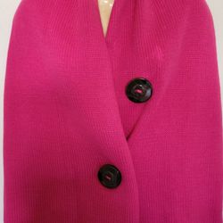 Hot Pink Shawl Or Wide Scarf With Button Front