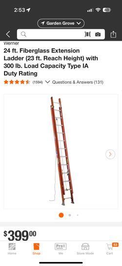 Werner 24 ft. Fiberglass Extension Ladder