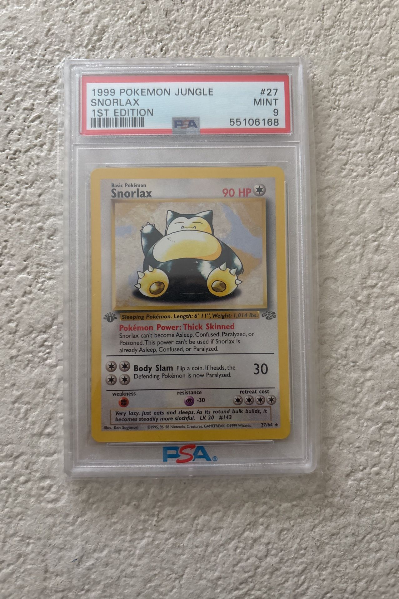 Jungle 1st Edition SNORLAX #27/64 PSA 9 NON-HOLO 1999 Pokemon Card Game