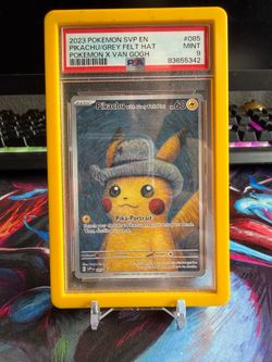 Pokemon x Van Gogh Pikachu/Grey Felt Hat PSA 9 (w/ graded guard)