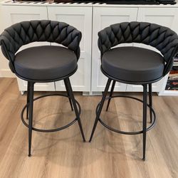 28 '' 360° Swivel Barstools Counter Bar Stools Set of 2. Black