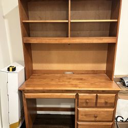 Kids Wood Desk with Hutch & Storage Drawers