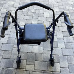 Walker with brakes and seat