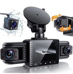 iiwey T1-pro Dash Cam Front and Rear Inside 3 Channel 1080P Adjustable Lens Cam