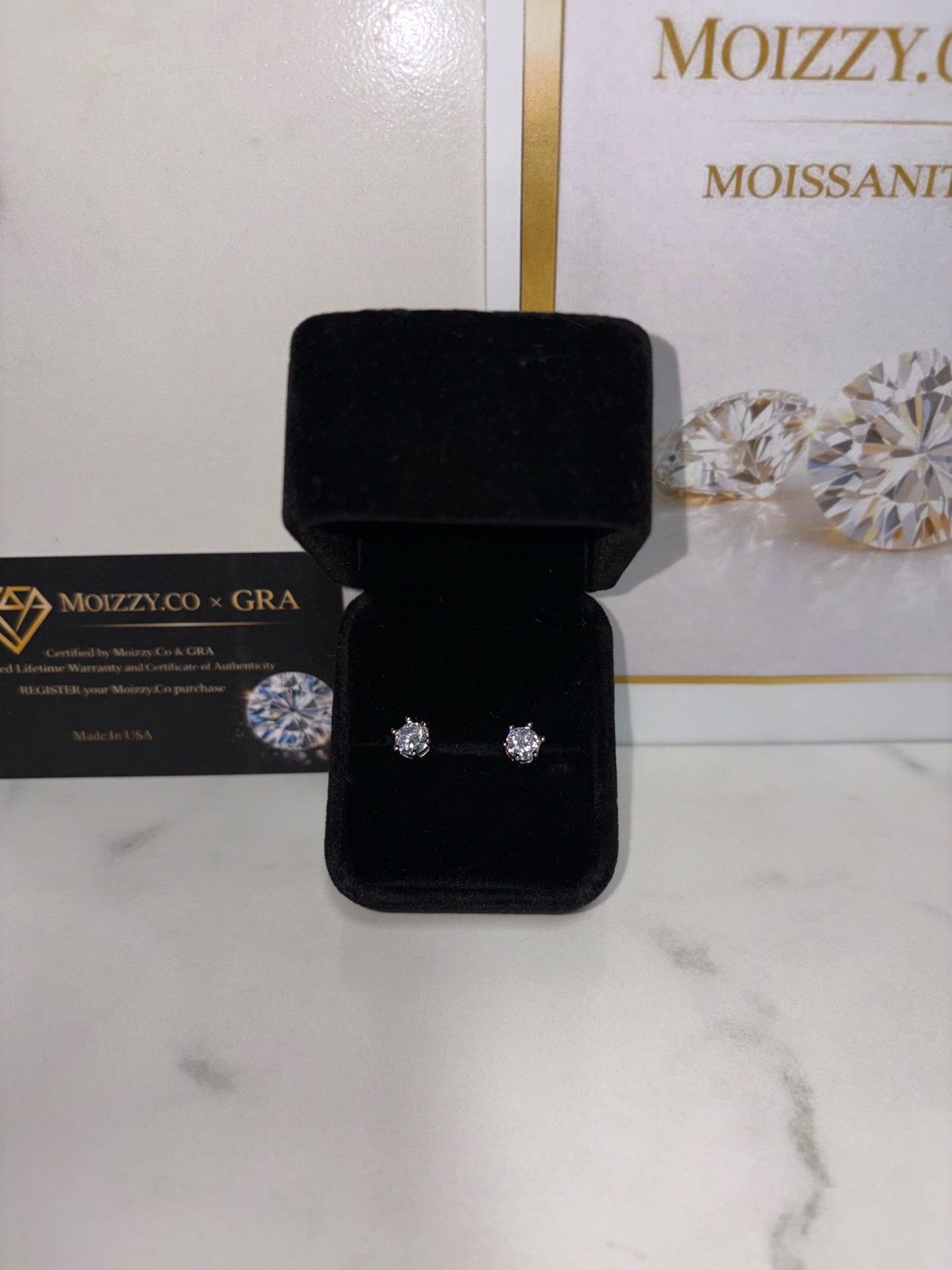 VVS1 Certified Diamond Stud Earrings Real Passing Moissanite