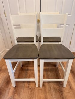 Modern White & Gray Dining/Bar Stool Chairs – Set of 4