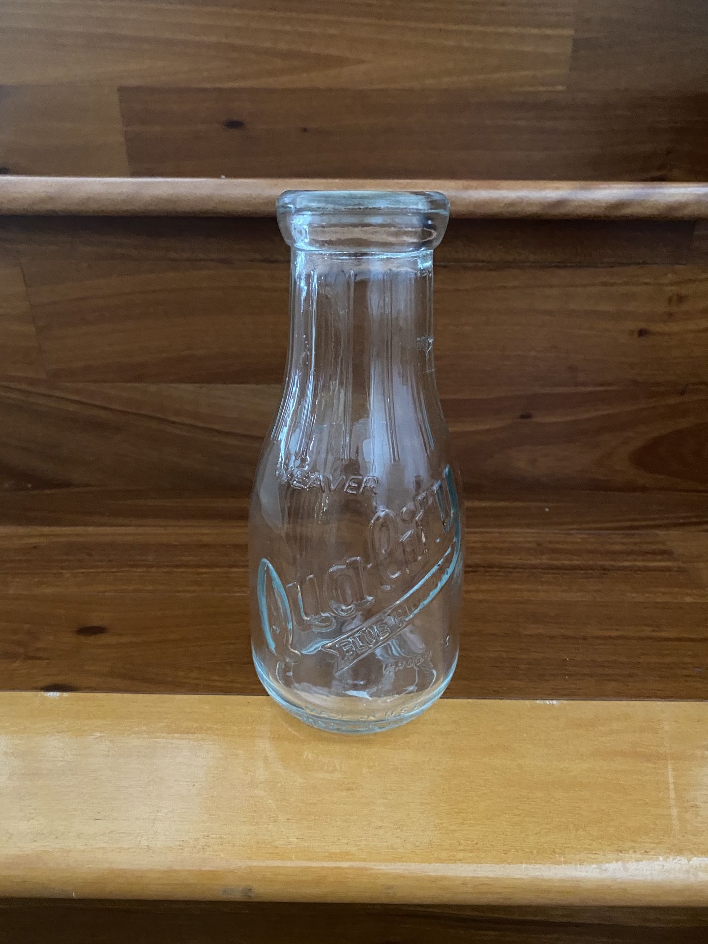 WeaverMilk Bottle Quality Blue Ribbon Carmel Indiana 1 Pint Vintage Clear Embossed Glass Milk Bottle Made
