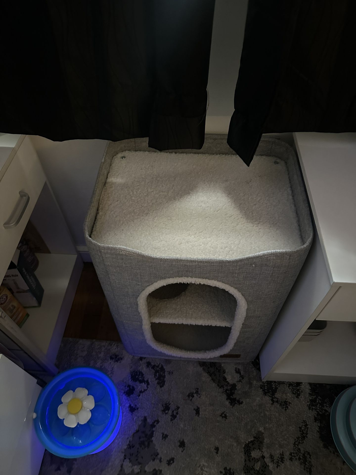 Bedsure 2-Level Cat House for Indoor Cats - Small Cat Towers with Scratch Pad and Hideaway Condo, Cat Cave Bed Furniture for Multi Pets and Large Cats