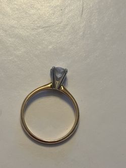 Gold Solitaire Ring with Clear Stone
