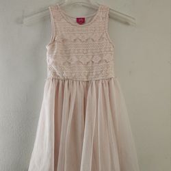 Pinky Sleeveless Lace Floral Tulle Dress Size: 10 Color: Light Pink 