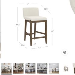 4 Bar Stools Dark Brown Light Cream Seating 