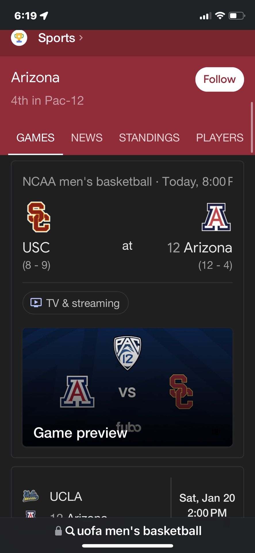 UofA Vs USC 1/17 