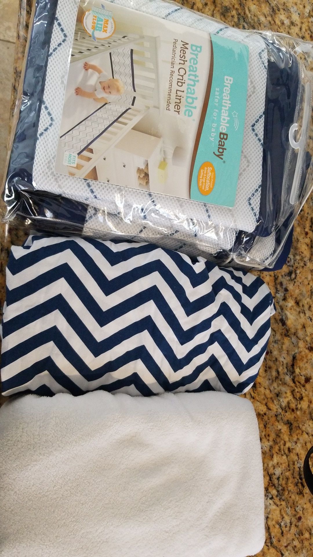 Breathable baby mesh crib liner with two sets of fitted sheets