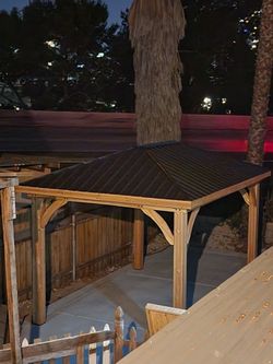 Outdoor Wood Gazebo with Metal Roof