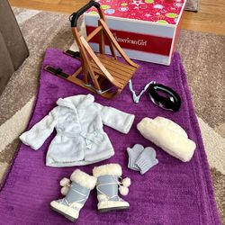 American Girl Doll 7 Pc Dog Sled & Winter Outfit