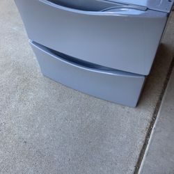 pair gray Laundry Pedestal Storage Drawer Whirpool Washers and Dryers