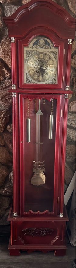 Grandfather Clock Cherry Wood Finish