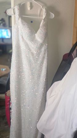 White Sequin Formal Gown Prom Dress