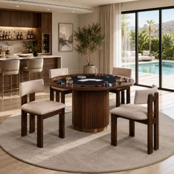 Brown Round Game Table Set Vegas Casino Poker Game Night Mesa de Juego Comedor Venta Furniture Sale Muebles