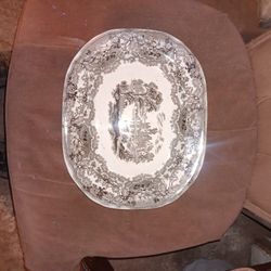 Antique Clyde Pottery British Rivers Brown Trassferware Platter Made In Scotland Circa 1850s Very Good Cond