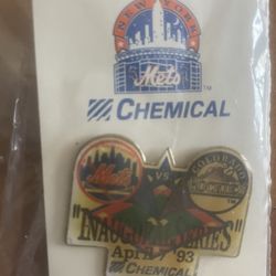 Two Mets pins by Chemical bank