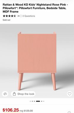 Pillow fort pink and rattan bedside table