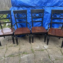 4 Sturdy Wood Dinning Chairs Real Wood