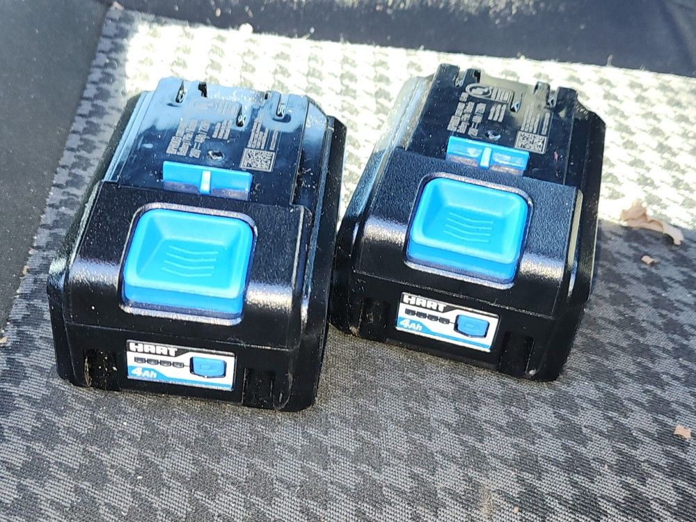 2 Hart 20 Volt 4Ah Batteries 