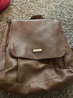Brown authentic leather backpack