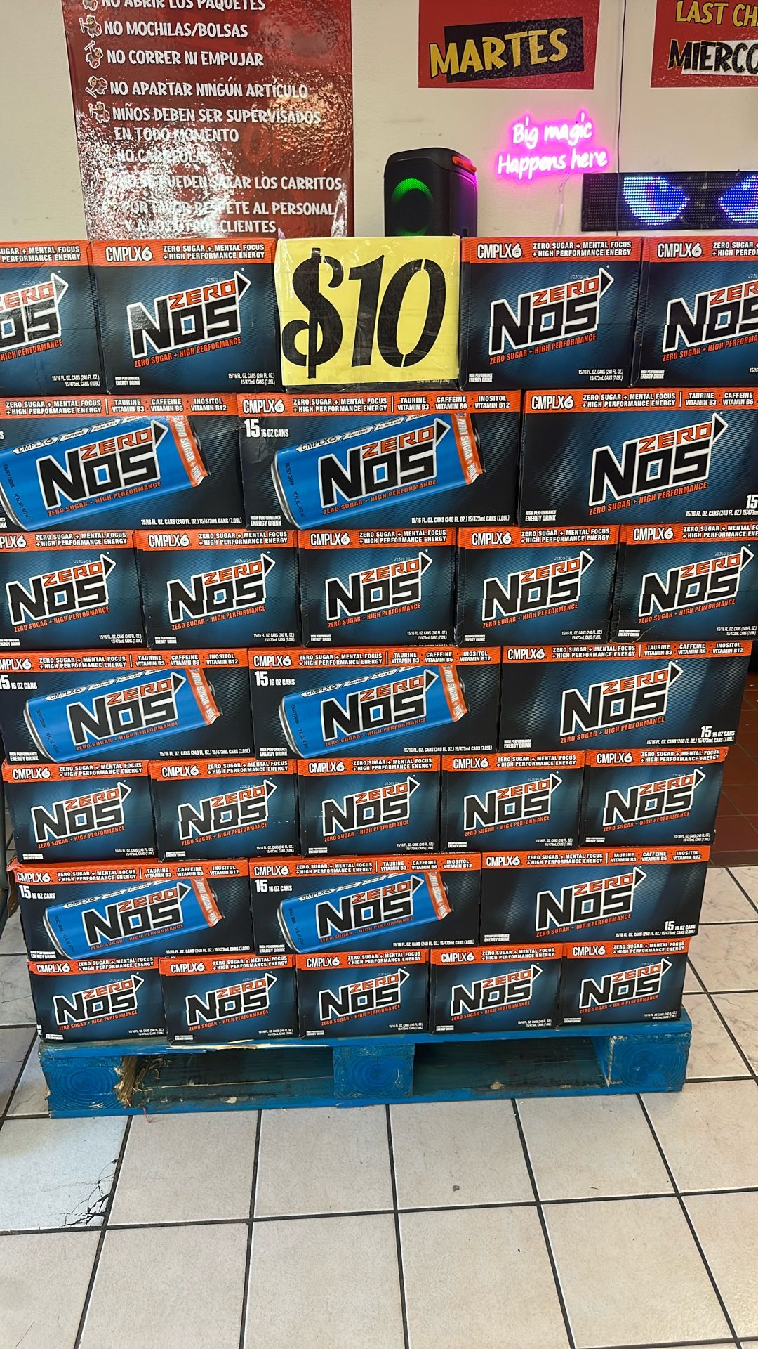Zero NOS Zero Sugar + High Performance 15, 16oz Cans