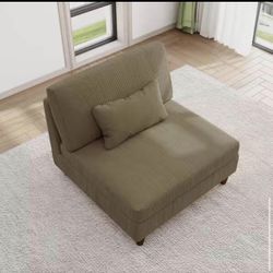 37.3 in. Luxury Armless Corduroy Polyester Rectangle Sectional Center 1-Seat Sofa in. Camel(Set of 1).