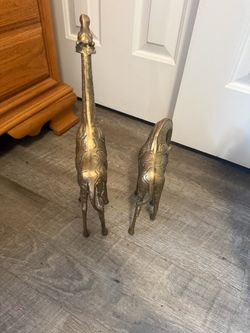 Vintage Brass Giraffe Figurines - Set of 2