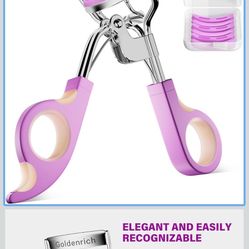 Eye Lash Curler with 6 Boxed Replacement Pads, Goldenrich Eyelash Curlers Painless Perfect Curl, Nice and Easy to Identify-Silver Purple Pink