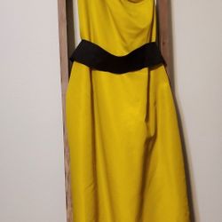 One Shoulder Yellow Dress.