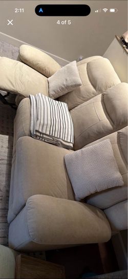 Beige Fabric Recliner Sofa