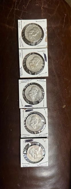 FIVE lot of Franklin Half Silver dollars 1(contact info removed) $100
