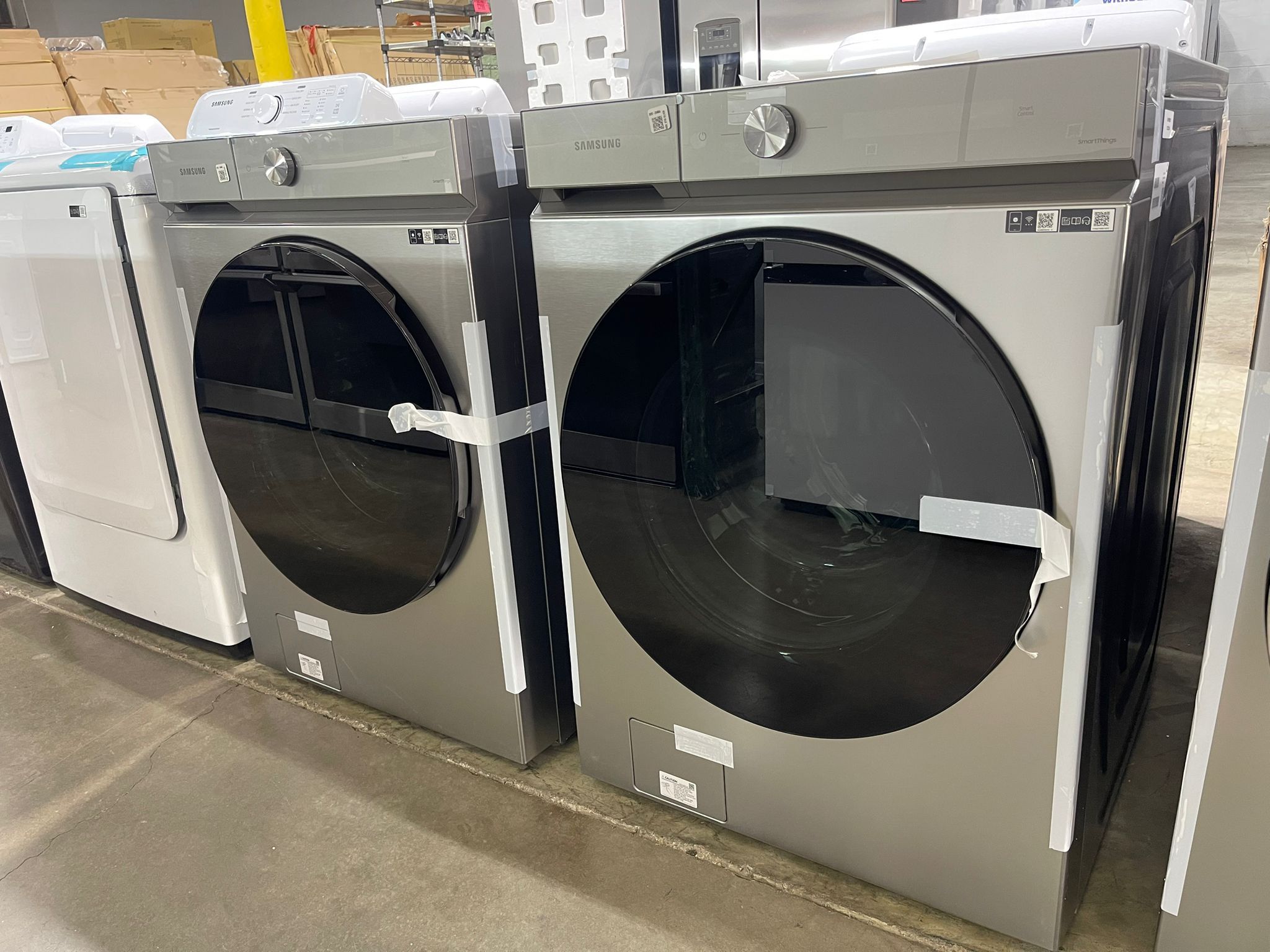Samsung Bespoke 5.3 cu. ft. Ultra-Capacity Smart with AI OptiWash and Auto Dispense and Bespoke 7.6 cu. ft. Ultra-Capacity Vented Smart Electric Dryer