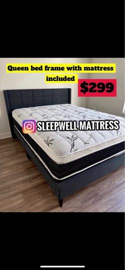 Queen size bed frame with mattress included