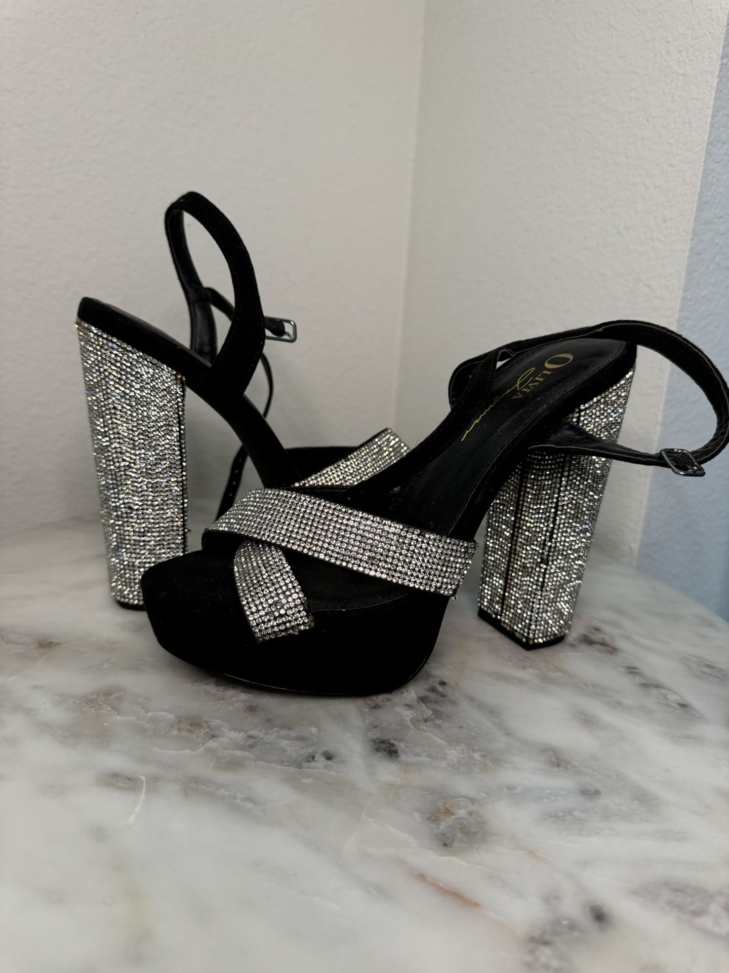 Sparkly Black Platform Heels
