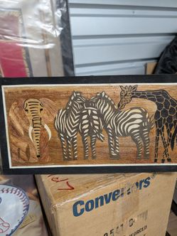 Safari Animal Wood Wall Art Panel