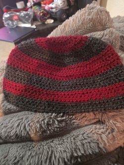 Cozy Dark Red And Gray Beanie