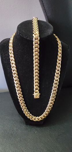 (STAINLESS STEEL) Miami Cuban Link Chain & Bracelet Set